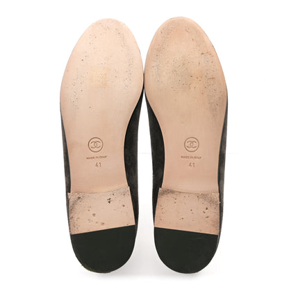 Chanel Suede Cap Toe CC Ballerina Flats 41 Grey Green 6 of 9
