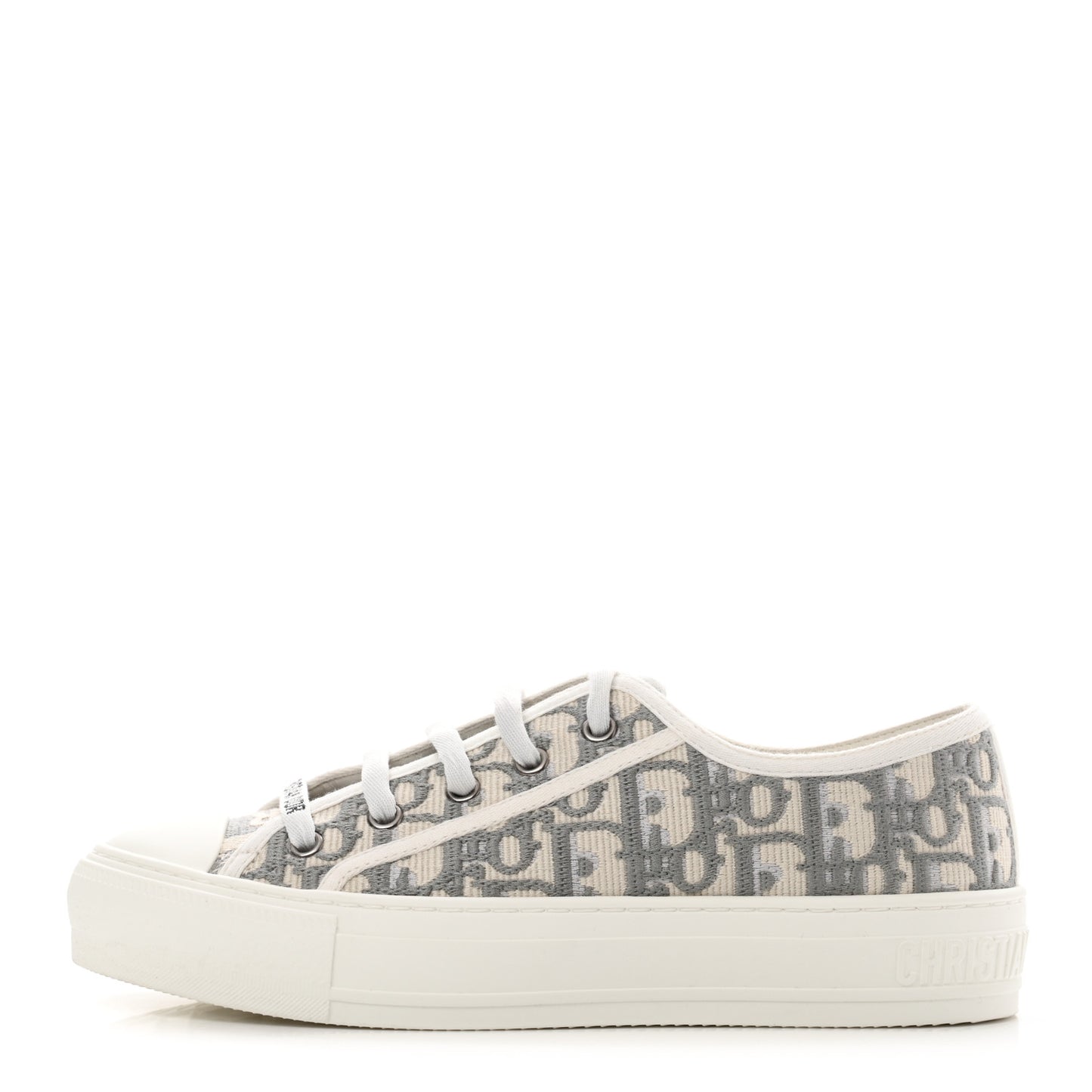Canvas Oblique Walk'N'Dior Low Top Sneakers 36.5 Grey Stone