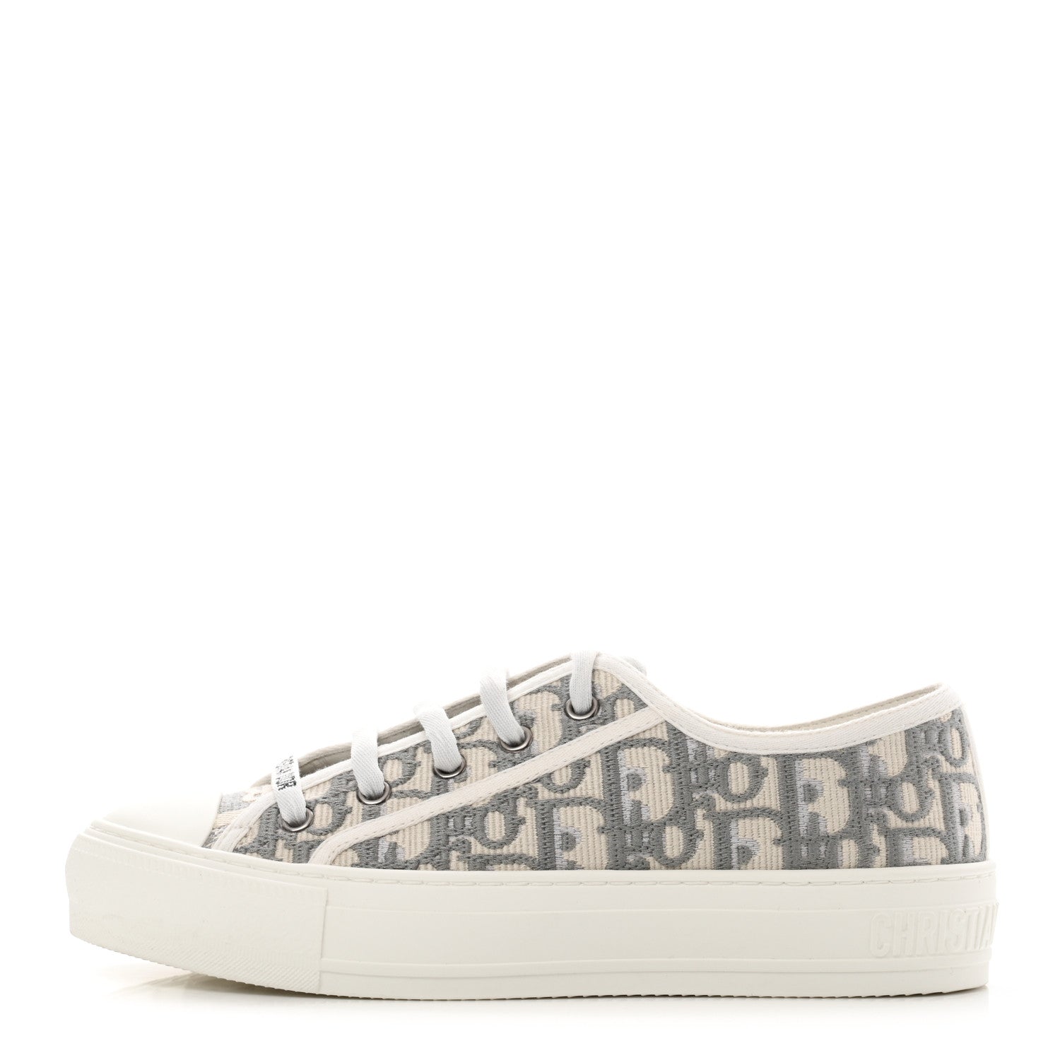 Christian Dior Canvas Oblique Walk'N'Dior Low Top Sneakers 36.5 Grey Stone 1 of 8