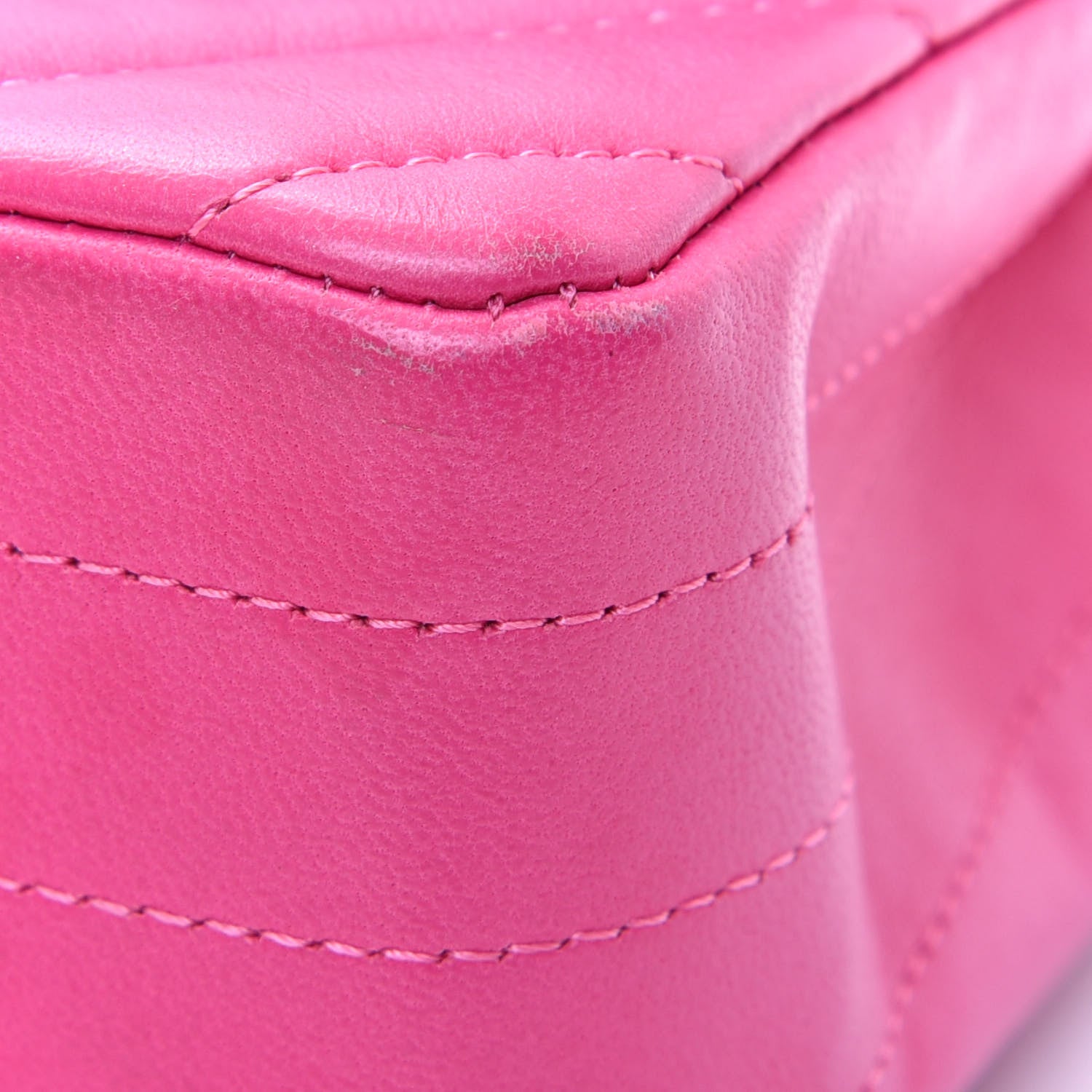 Chanel Lambskin Chevron Quilted Mini Rectangular Flap Fuchsia 14 of 18