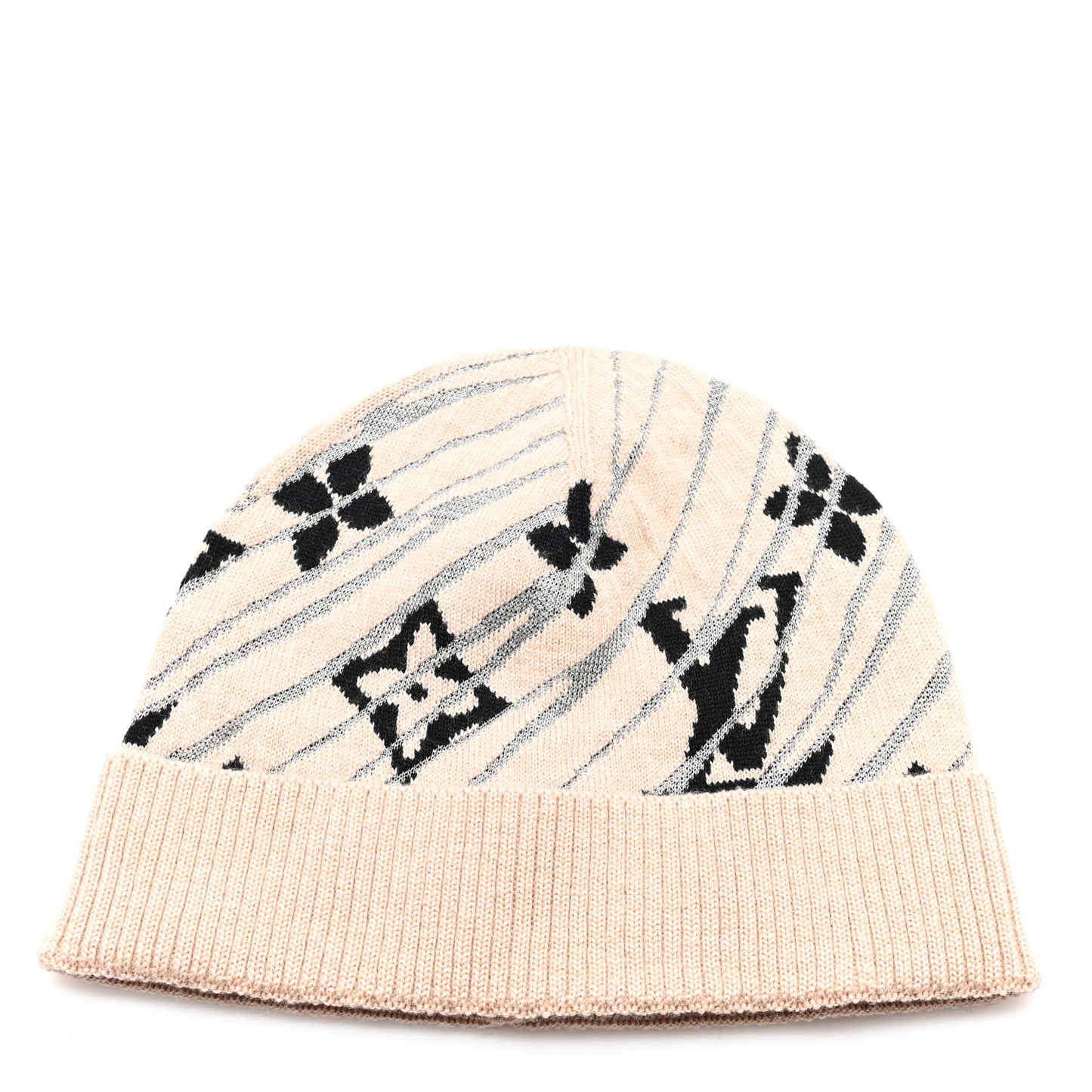 Wool Monogram Beanie Hat Beige