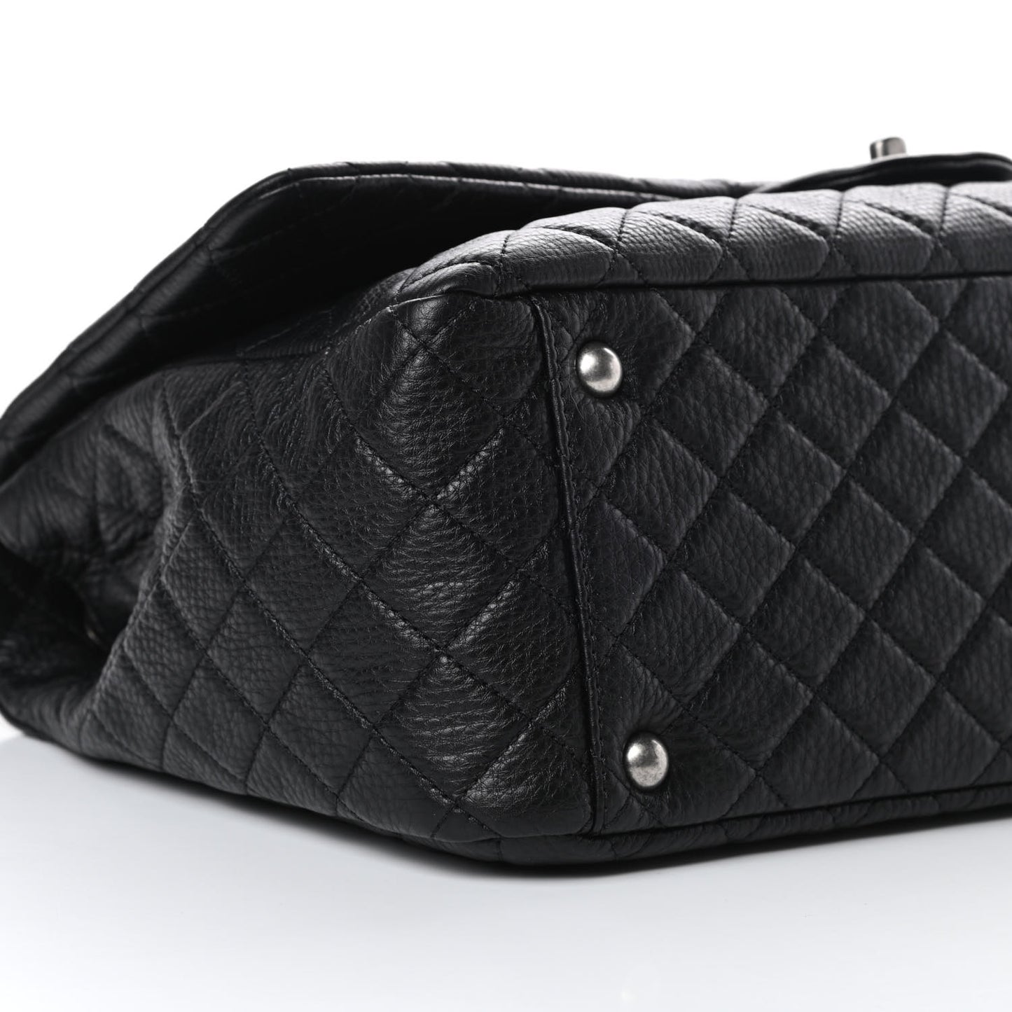 Calfskin Quilted XXL Travel Flap Bag Black