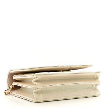 Chanel Iridescent Lambskin Quilted Mini Wallet On Chain WOC Ivory 4 of 10