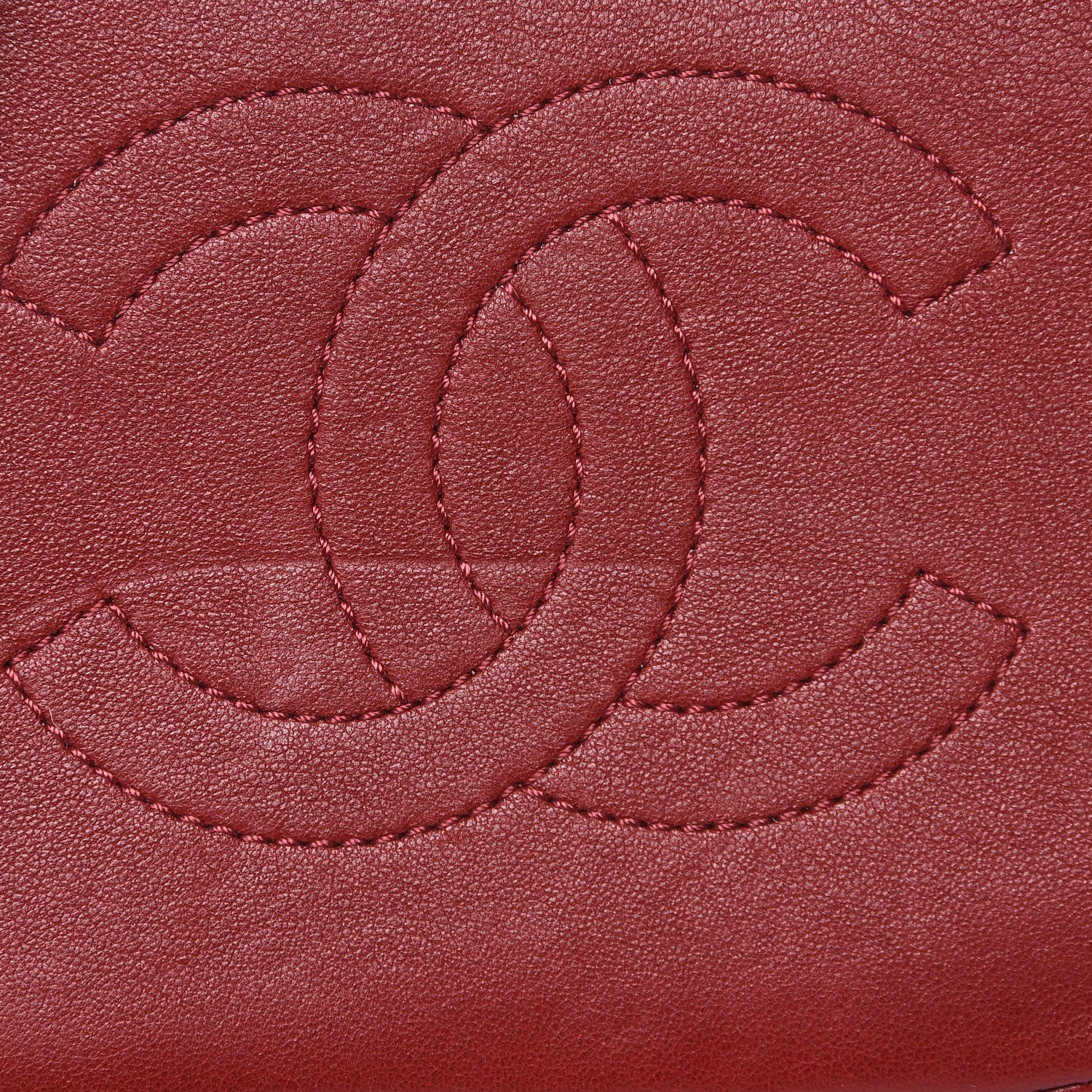 Chanel Sheepskin Chevron Quilted Small Drawstring Bag Dark Red 10 of 10