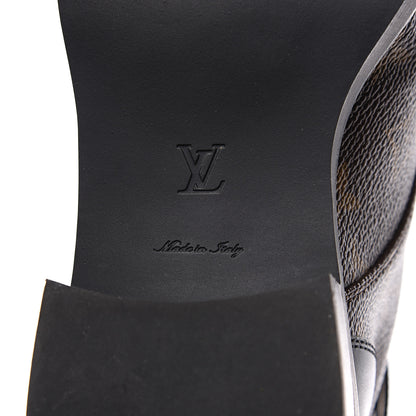 Louis Vuitton Calfskin Monogram Wonderland Flat Ranger Boots 37.5 Black 6 of 10