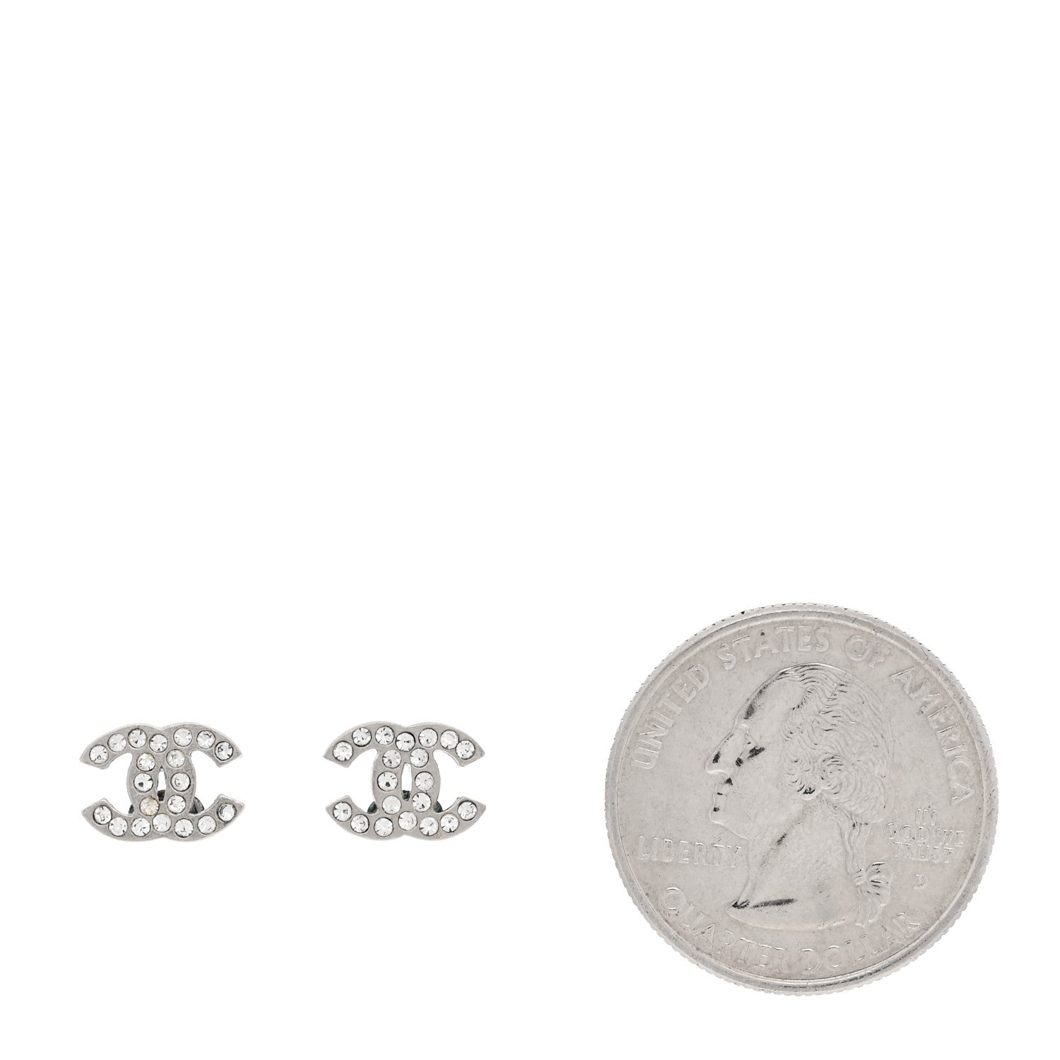 Chanel Crystal Mini CC Earrings Silver 2 of 4