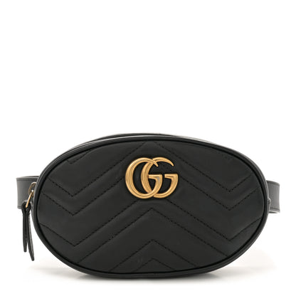 Gucci Calfskin Matelasse GG Marmont Belt Bag 85 34 Black 1 of 14
