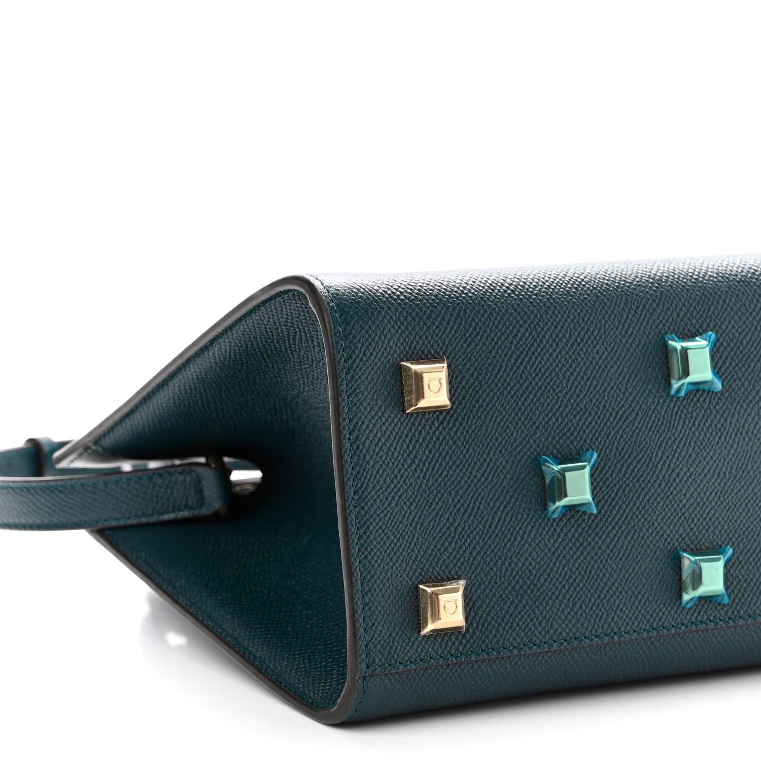 Salvatore Ferragamo Calfskin Small Studio Box Bag Dark Green 9 of 10