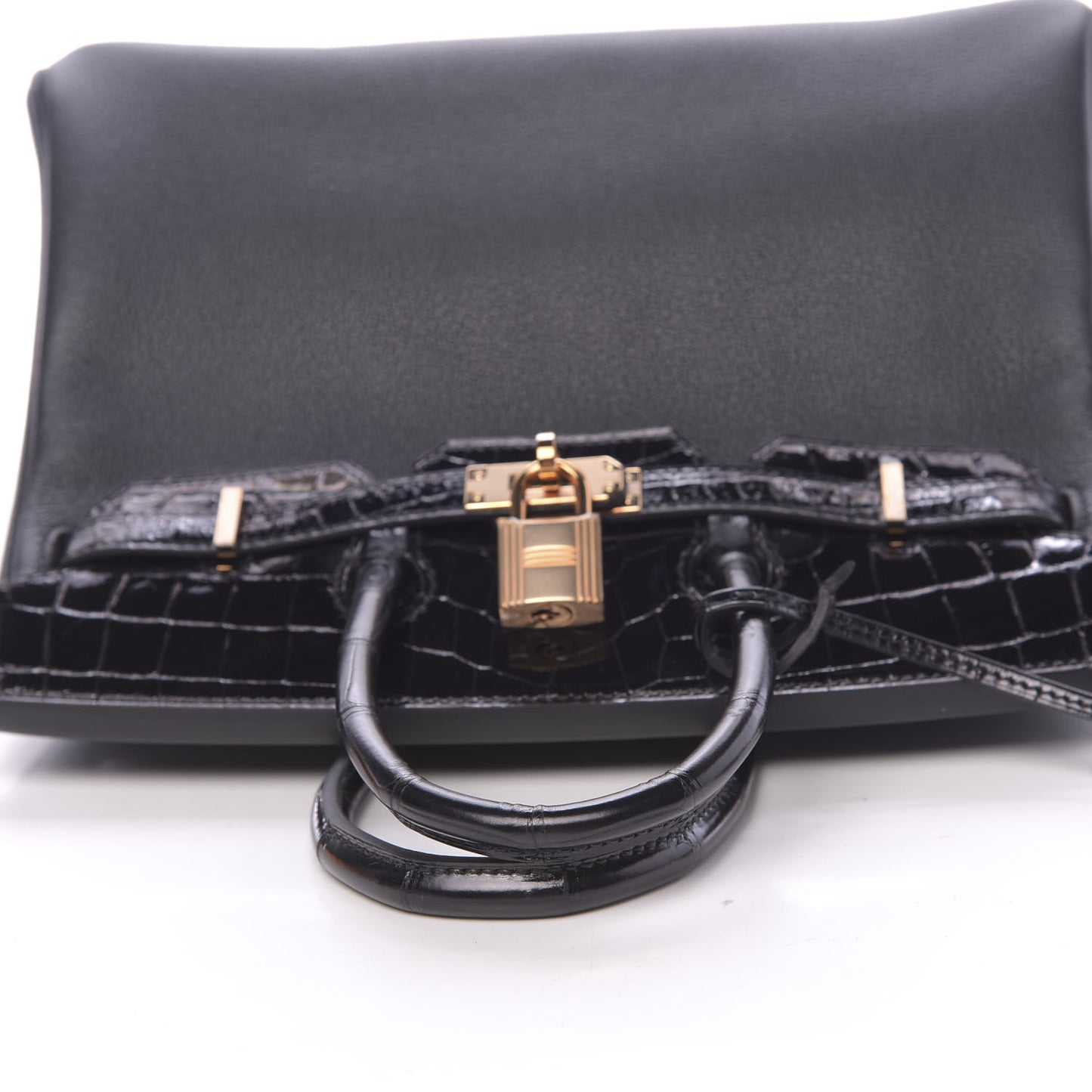 Taurillon Novillo Shiny Niloticus Crocodile Birkin Touch 25 Black