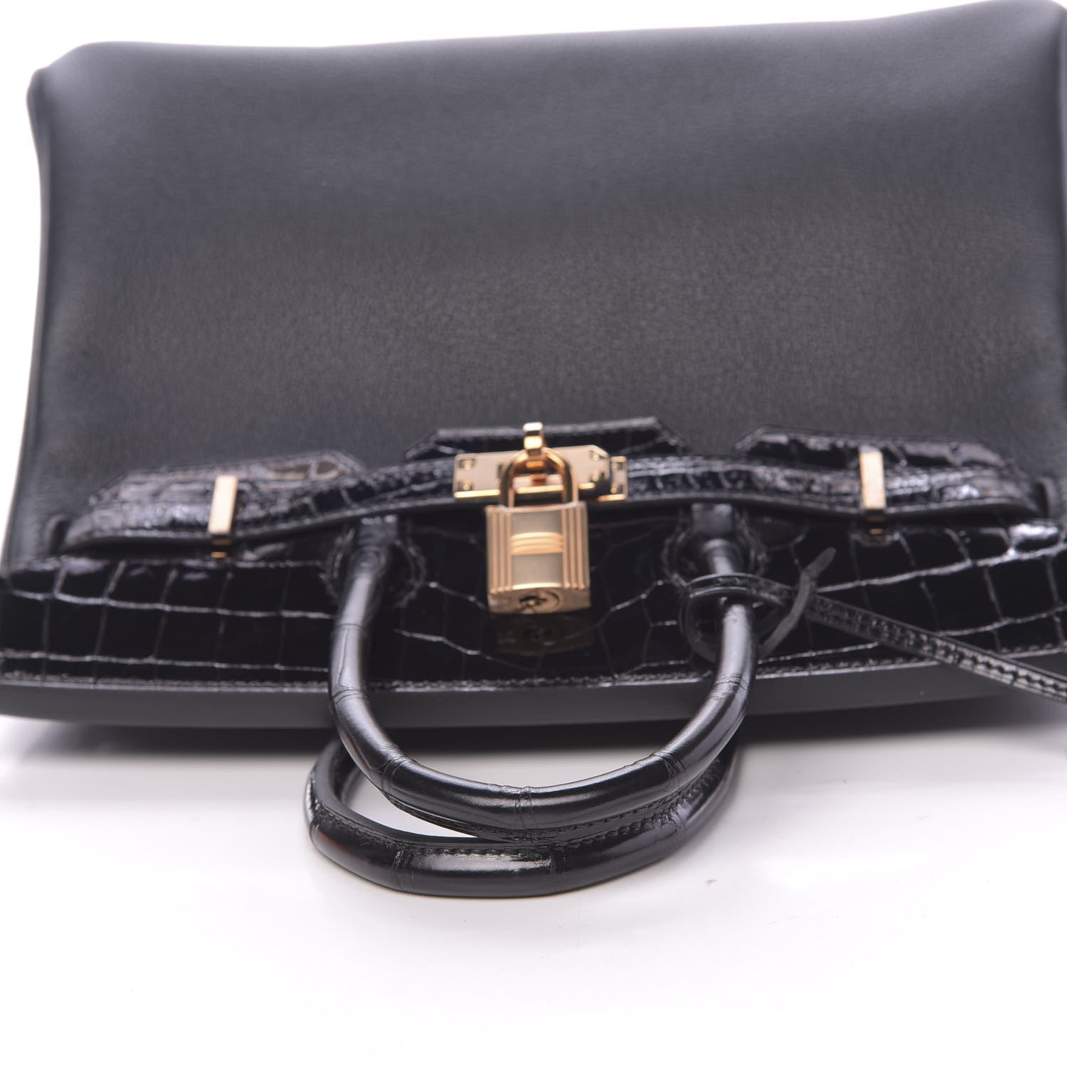 Hermes Taurillon Novillo Shiny Niloticus Crocodile Birkin Touch 25 Black 38 of 42