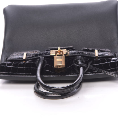 Hermes Taurillon Novillo Shiny Niloticus Crocodile Birkin Touch 25 Black 38 of 42