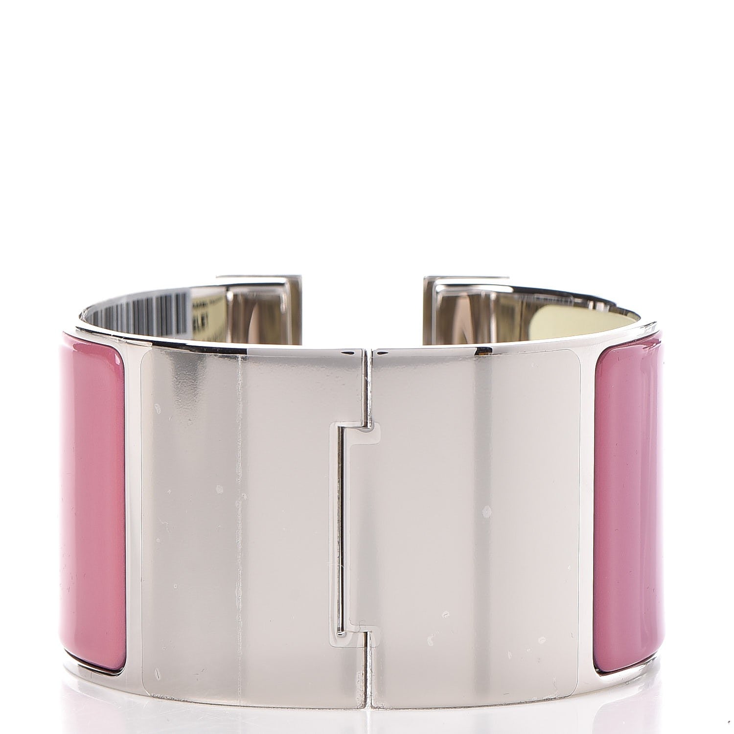 Hermes Enamel Extra Wide Clic Clac H Bracelet PM Blanc Rose Velours 3 of 4
