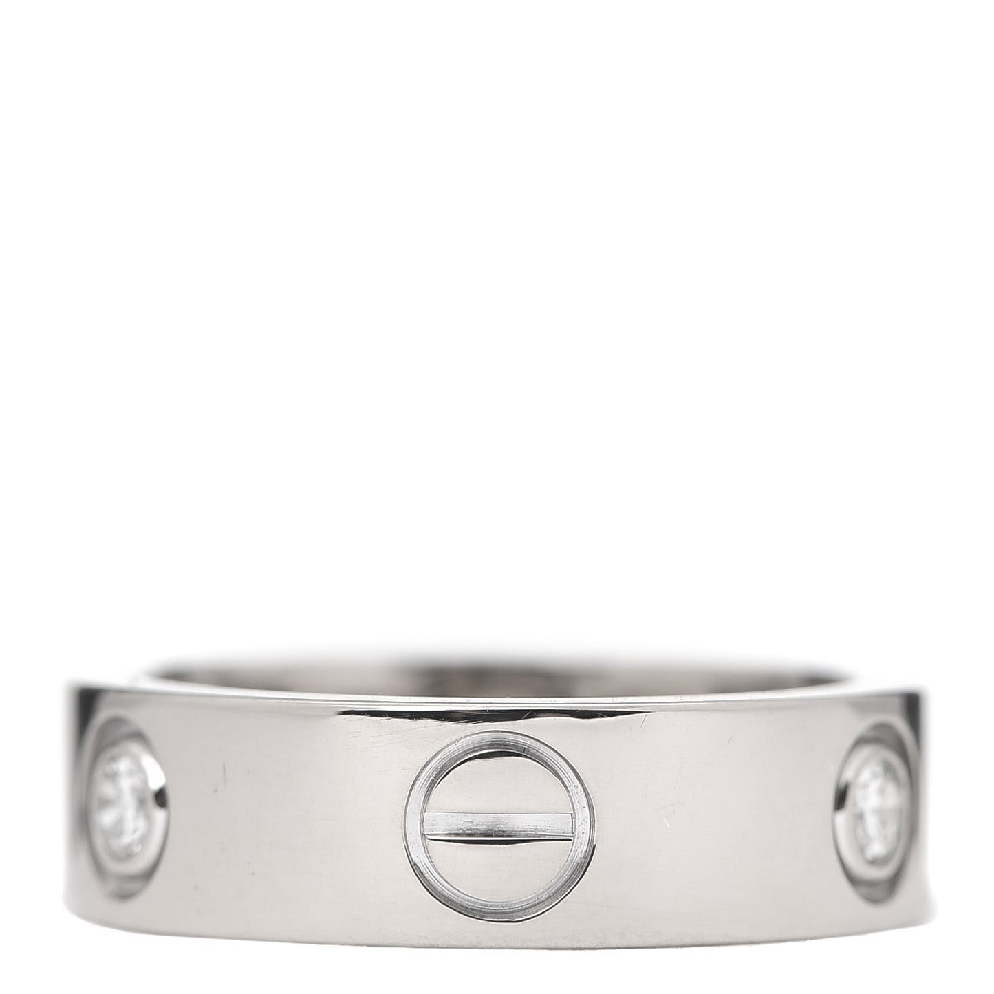 18K White Gold 3 Diamond 5.5mm LOVE Ring 51 5.75