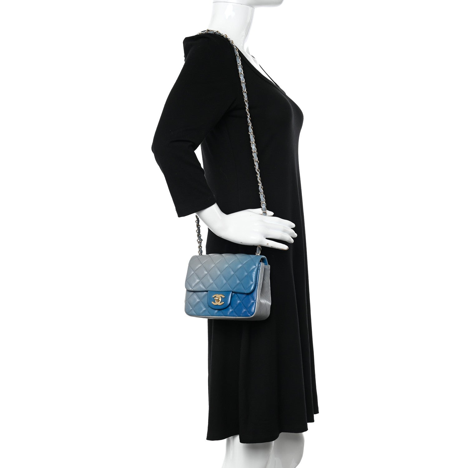 Chanel Lambskin Degrade Quilted Mini Square Flap Light Blue 2 of 11