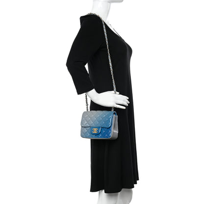 Chanel Lambskin Degrade Quilted Mini Square Flap Light Blue 2 of 11