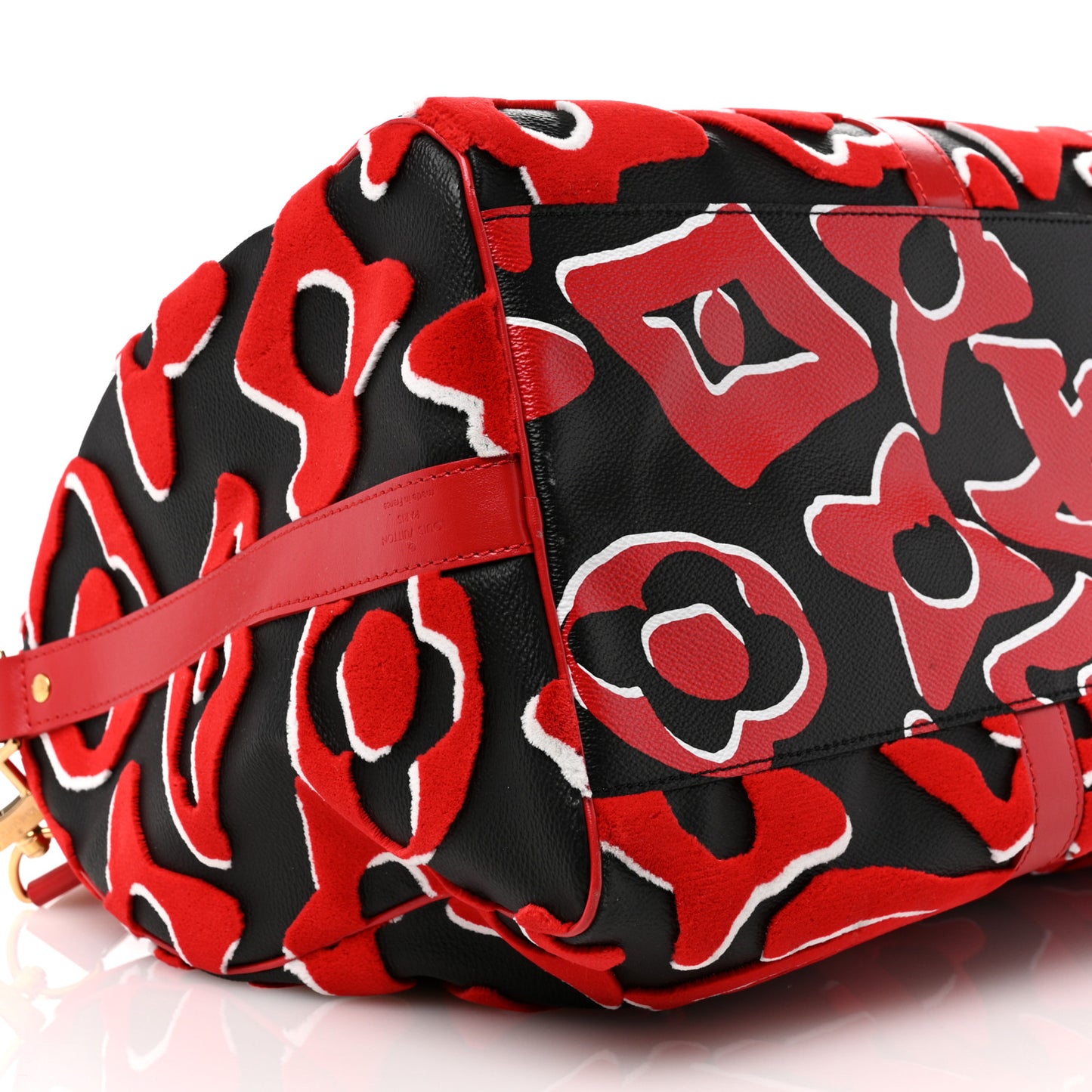X UF Tufted Monogram Keepall Bandouliere 45 Black Red