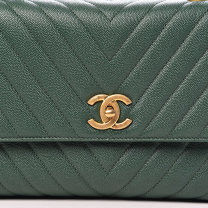 Chanel Caviar Lizard Chevron Quilted Small Coco Handle Flap Green 12 of 12