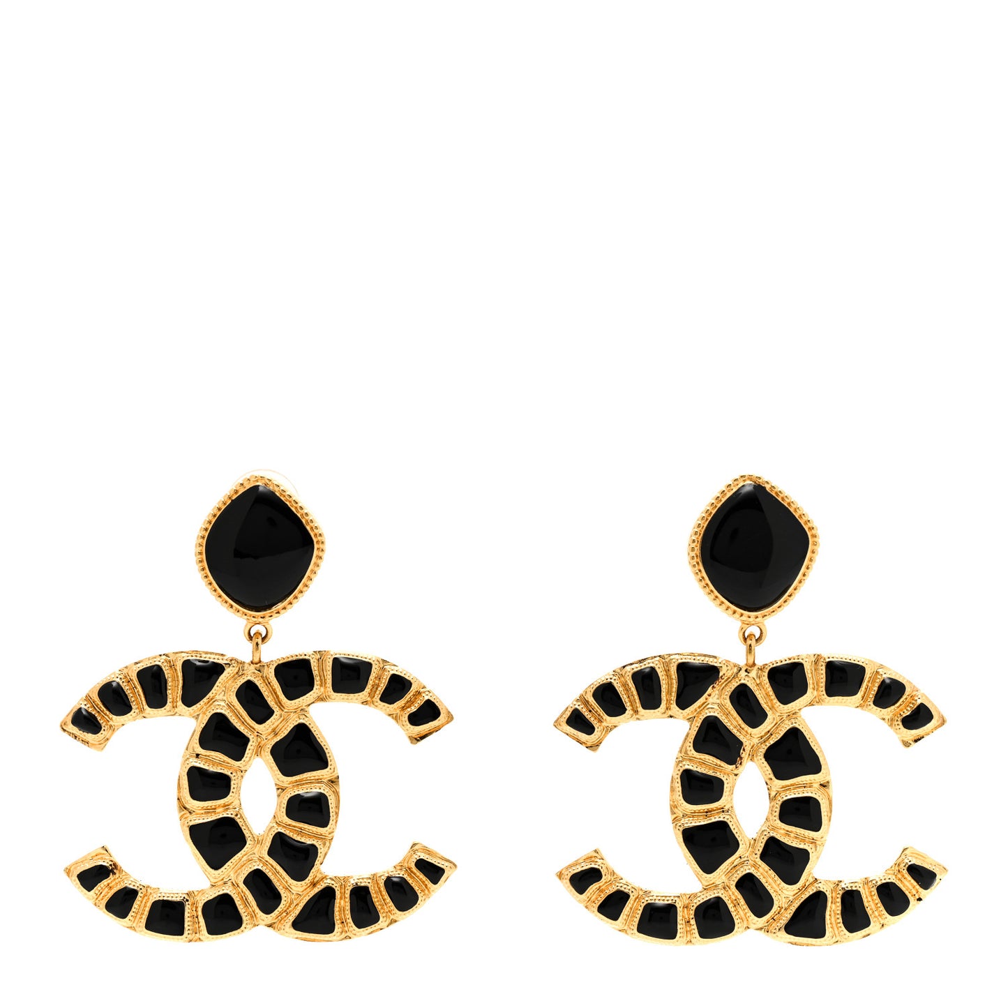 Resin Along The Nile CC Clip On Earrings Gold Black