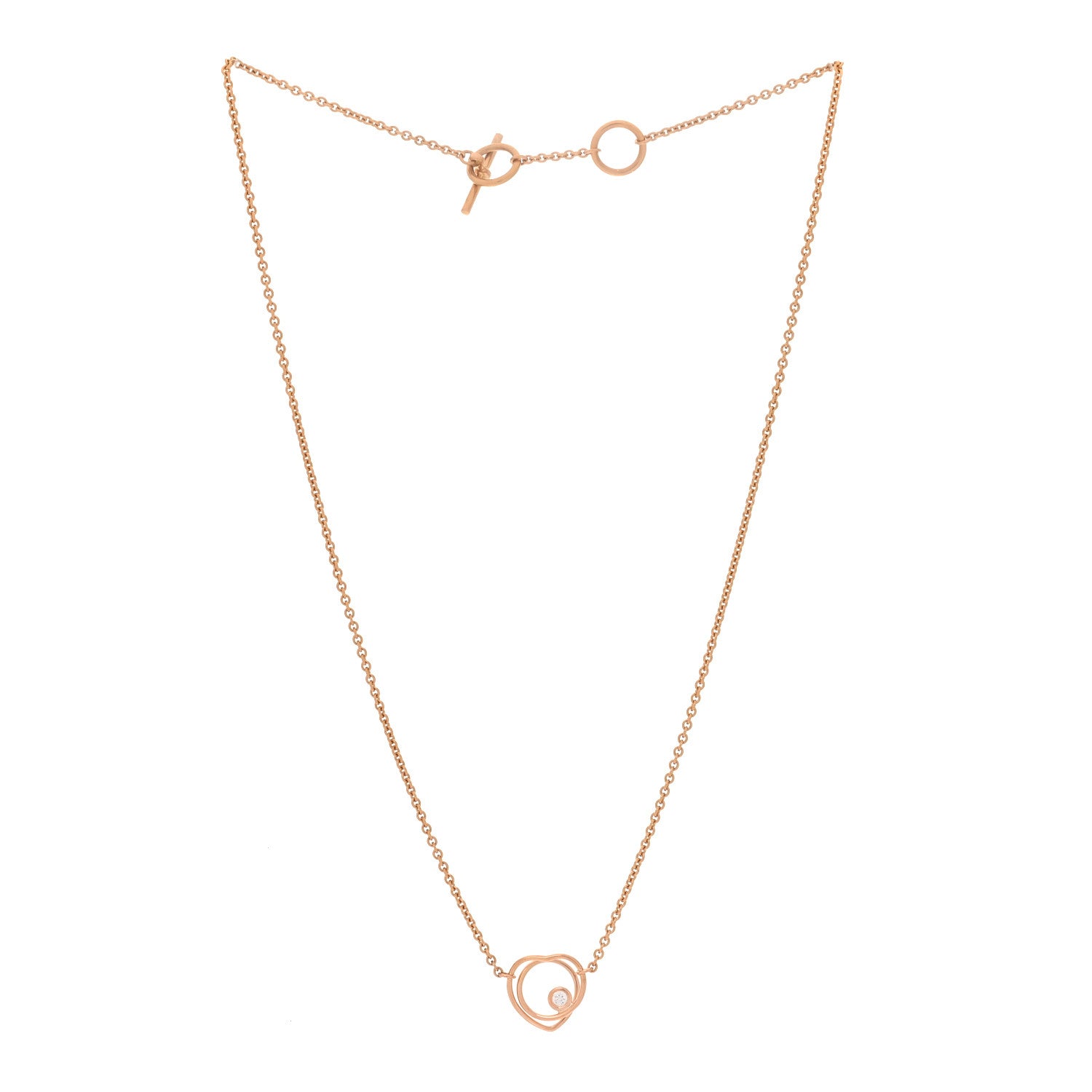 Hermes 18K Rose Gold Diamond TPM Vertige Coeur Necklace 3 of 4