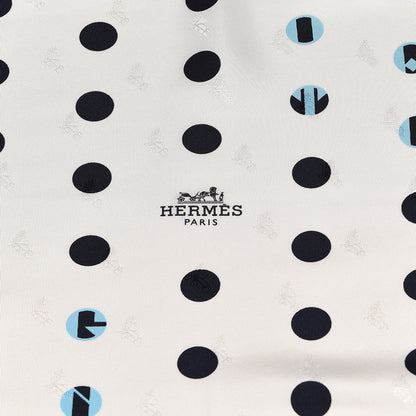 Hermes Silk Alphapois Losange Medium Scarf Blanc Marine Ciel 3 of 5