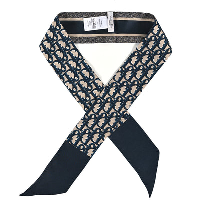 Christian Dior Silk Oblique Mitzah Scarf Blue 1 of 3