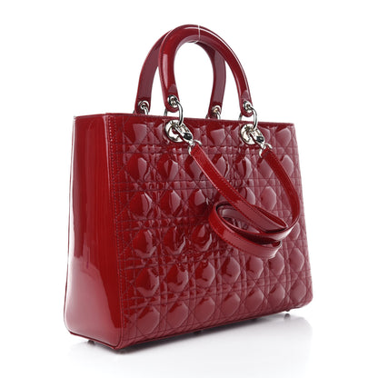 Christian Dior Patent Cannage Large Lady Dior Red 3 of 10