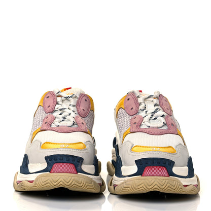 Balenciaga Mesh Nubuck Womens Triple S Sneakers 37 White Gris Jaune Rose 2 of 7