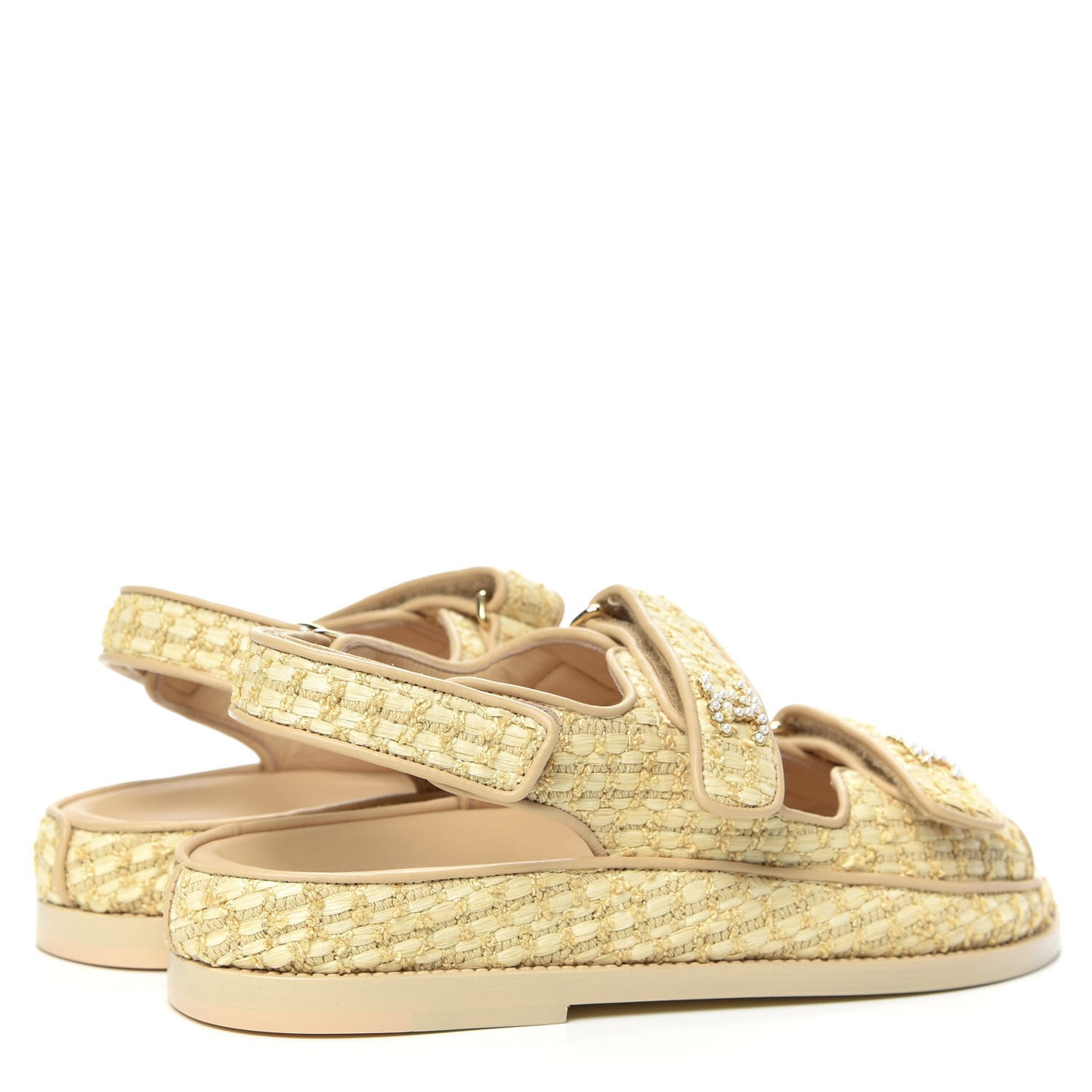 Braided Fabric Velcro Dad Sandals 36.5 Beige