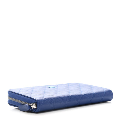 Chanel Caviar Quilted Large Gusset Zip Around Wallet Blue 4 of 9