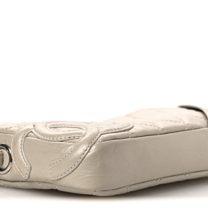 Chanel Metallic Aged Calfskin Quilted Cotton Club Pochette Argent Clair 9 of 14