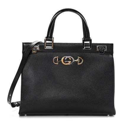 Gucci Grainy Calfskin Medium Zumi Top Handle Bag Black 1 of 17
