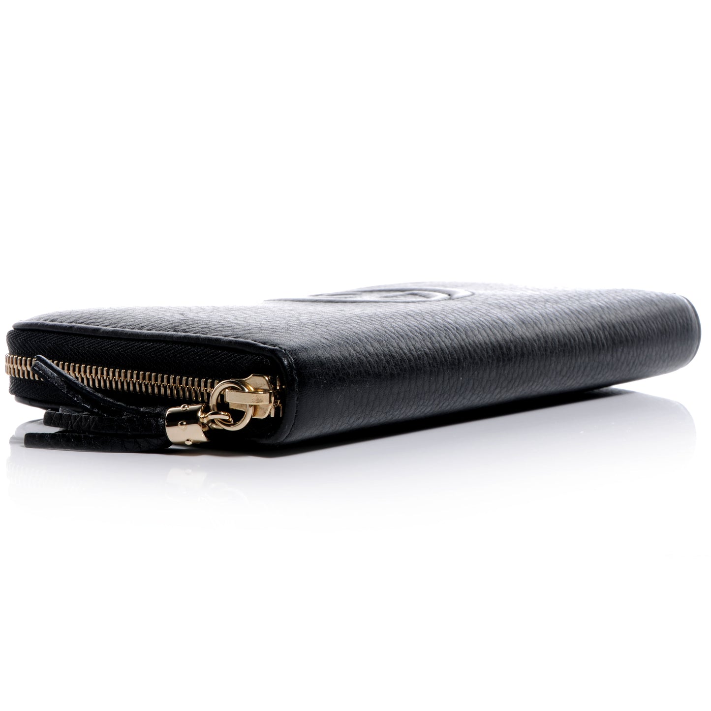 Pebbled Calfskin Soho Zip Around Wallet Black