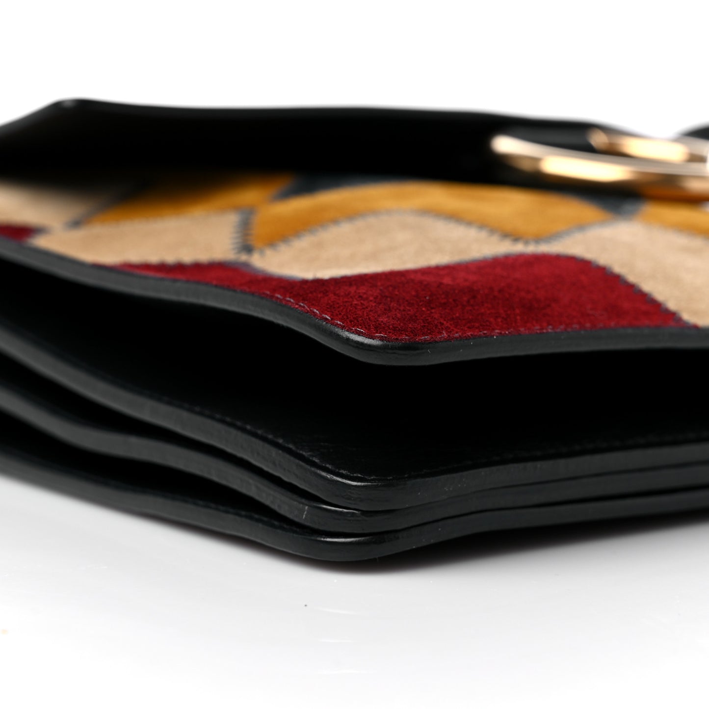 Suede Wonder Woman Patchwork Medium Faye Shoulder Bag Black