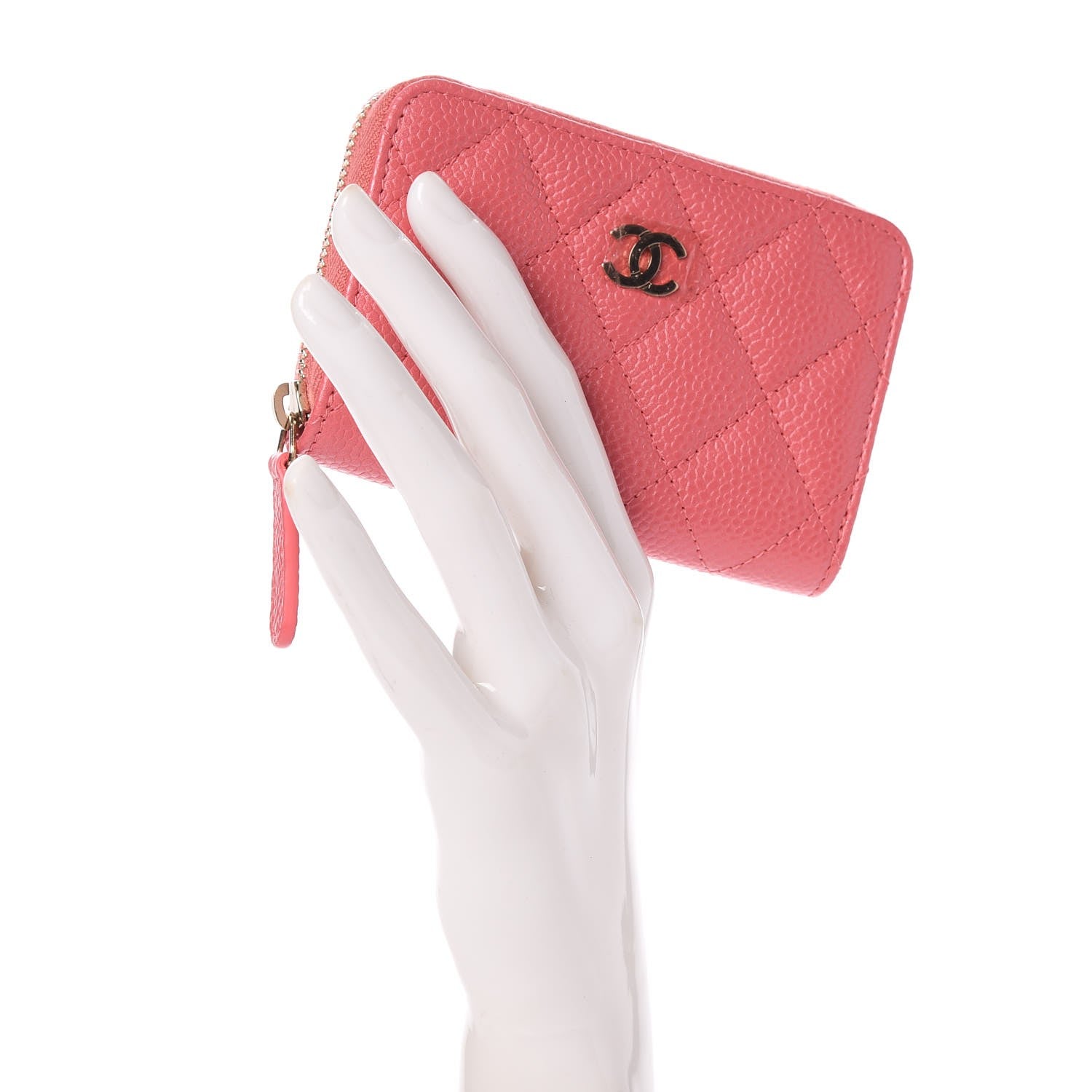 Chanel Caviar Quilted Zip Coin Purse Pink 2 of 8