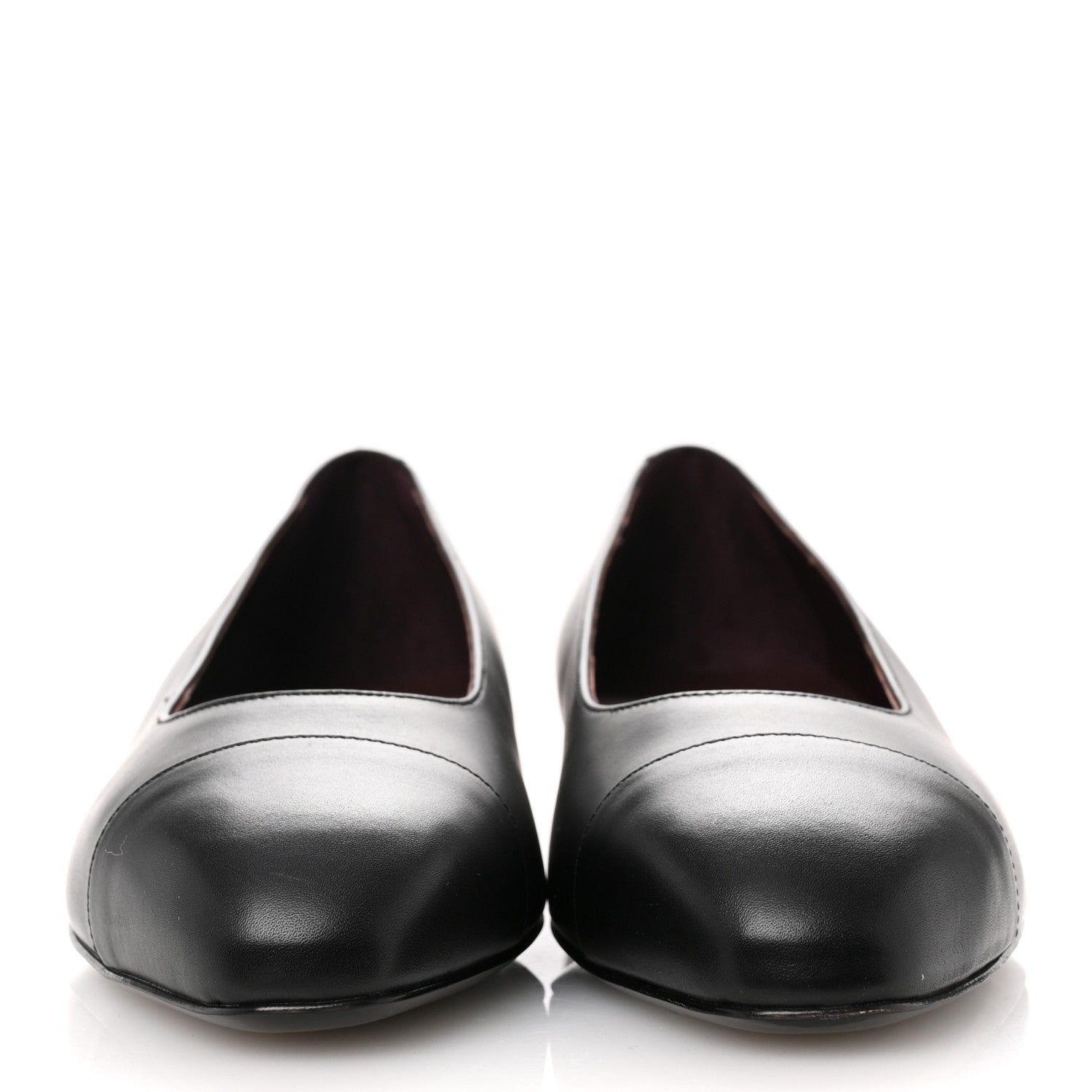 Chanel Lambskin Cap Toe CC Uniform Ballerina Flats 38 Black 3 of 10