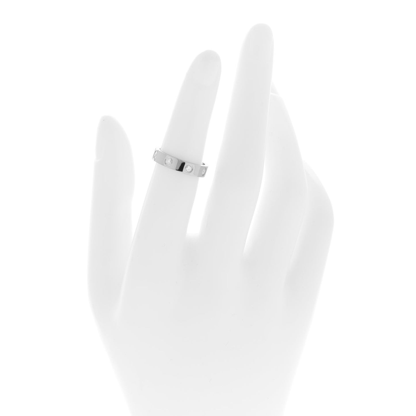 18K White Gold 8 Diamond 4mm LOVE Wedding Band Ring 50 5.25