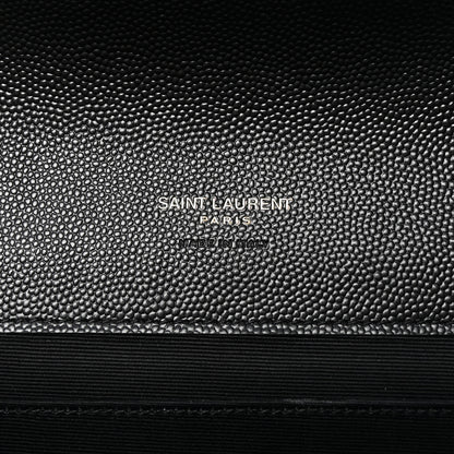 Saint Laurent Grain De Poudre Matelasse Chevron Monogram Envelope Clutch Black 6 of 8