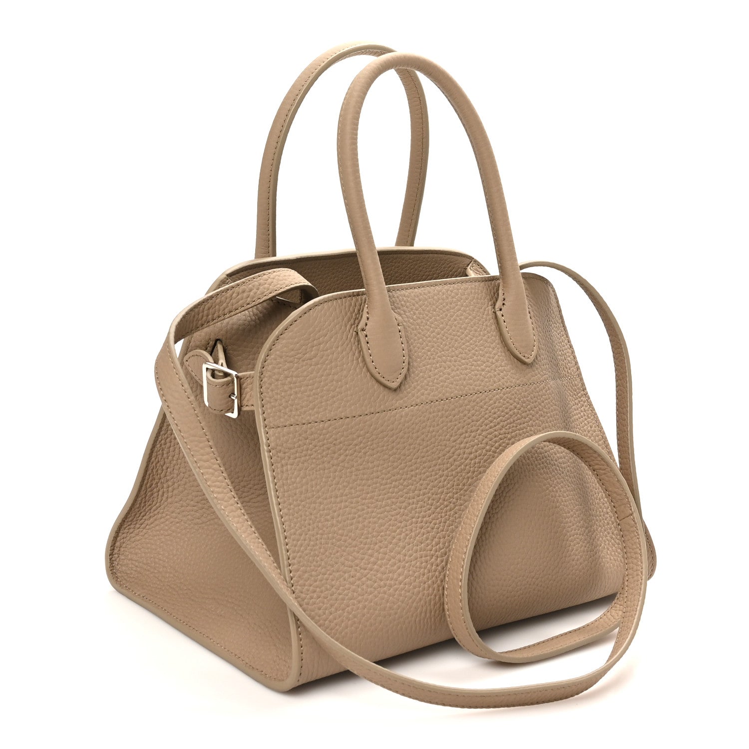 The Row Grained Calfskin Soft Margaux 10 Bag Dark Taupe 3 of 9