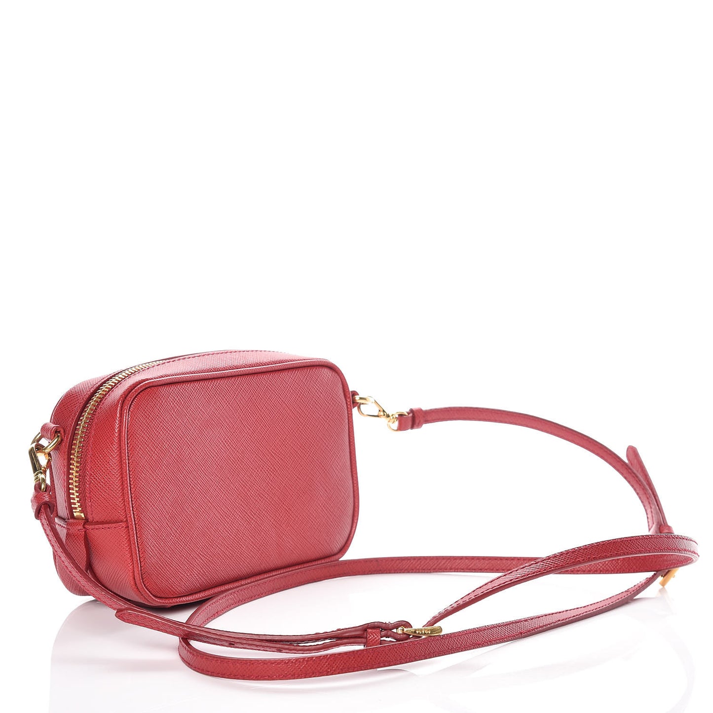 Saffiano Mini Camera Crossbody Bag Rosso
