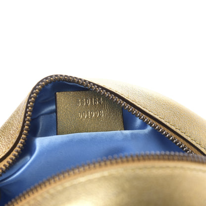 Gucci Metallic Calfskin Matelasse Mini GG Marmont Round Shoulder Bag Gold Pink 7 of 10