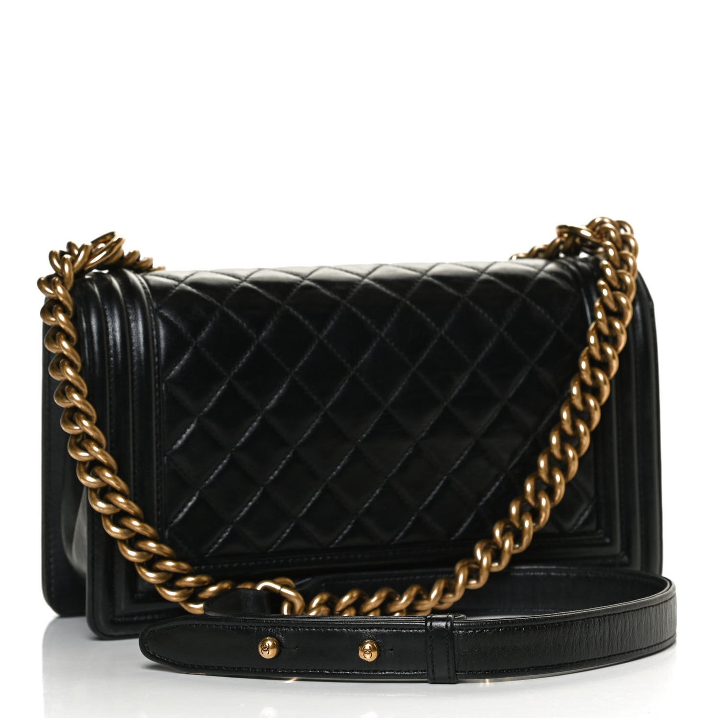 Calfskin Quilted Medium Boy Flap Black