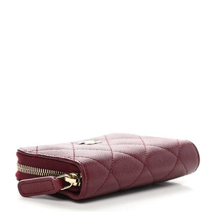 Chanel Caviar Quilted Zip Around Coin Purse Burgundy 4 of 7