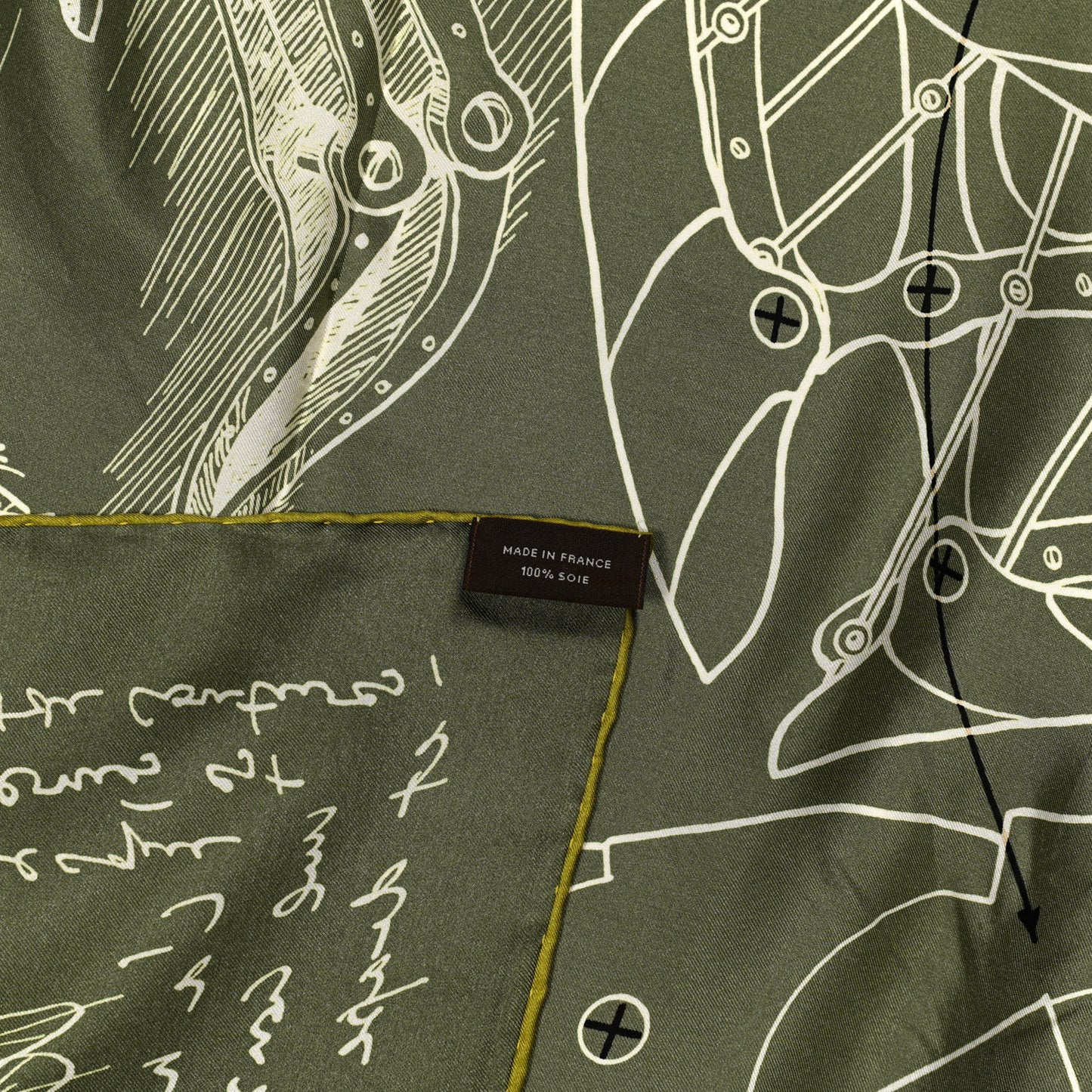 Silk Le Pegase d'Hermes Cut Wash 140 Scarf Kaki Gris Perle Or