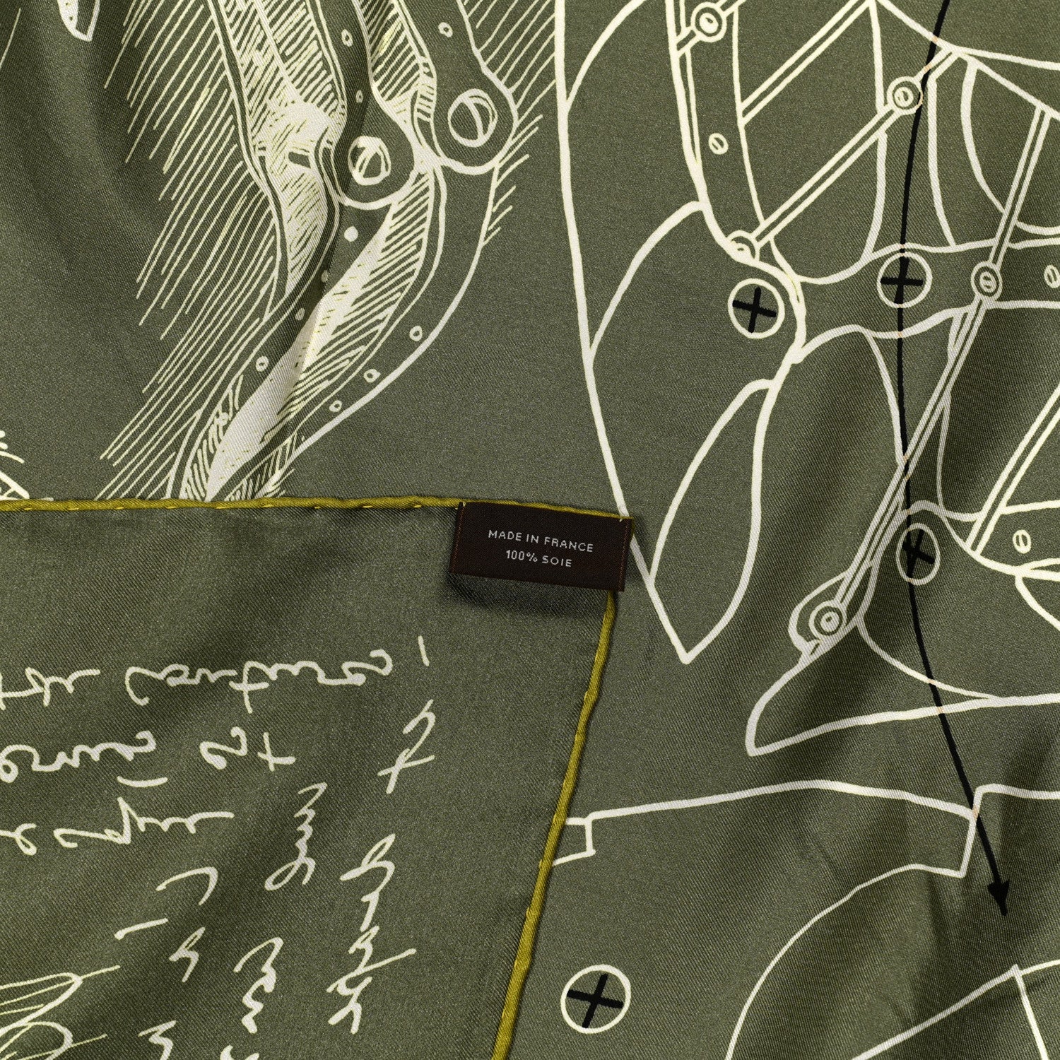 Hermes Silk Le Pegase d'Hermes Cut Wash 140 Scarf Kaki Gris Perle Or 2 of 8