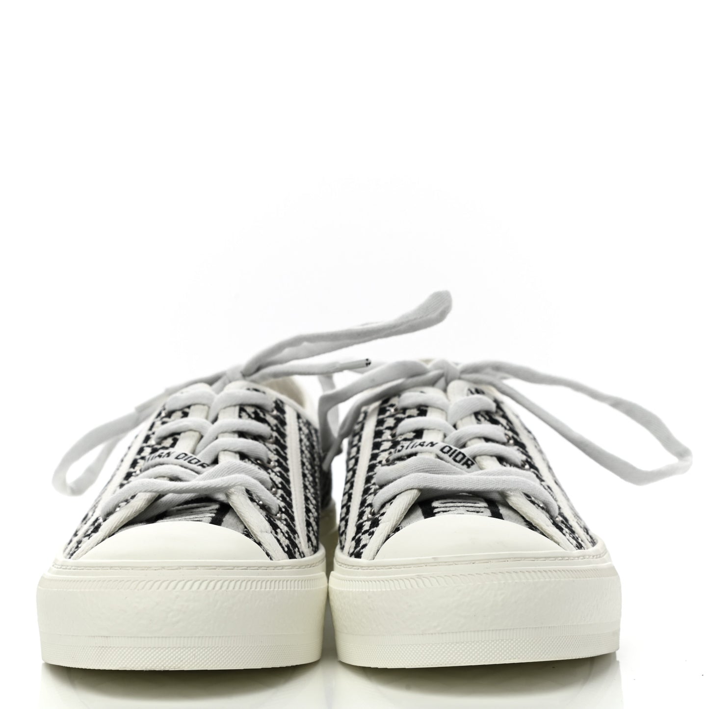 Canvas Houndstooth 30 Montaigne Embroidered Womens Walk'N'Dior Low Top Sneakers 37.5 Black White