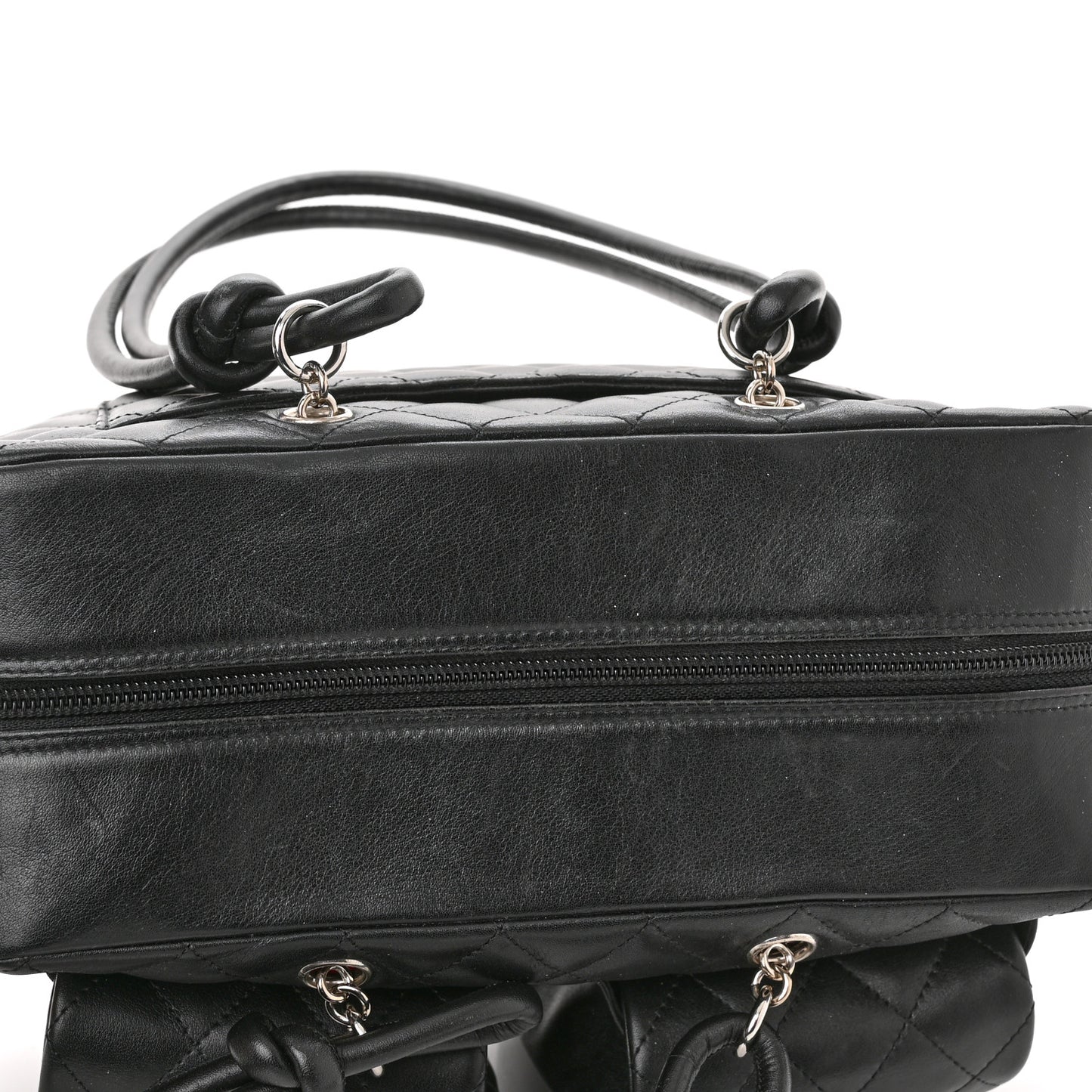 Calfskin Quilted Large Cambon Multipocket Reporter Black
