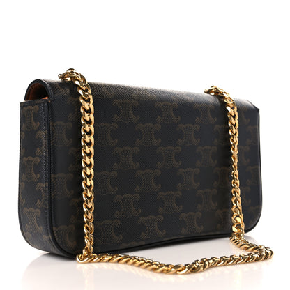 Celine Triomphe Canvas Chain Shoulder Bag Tan 3 of 9
