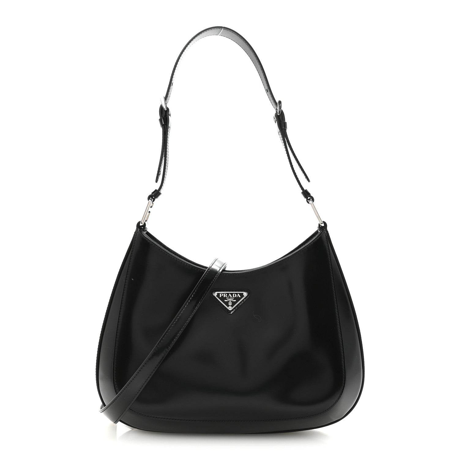 Prada Spazzolato Cleo Adjustable Strap Shoulder Bag  Black 1 of 9