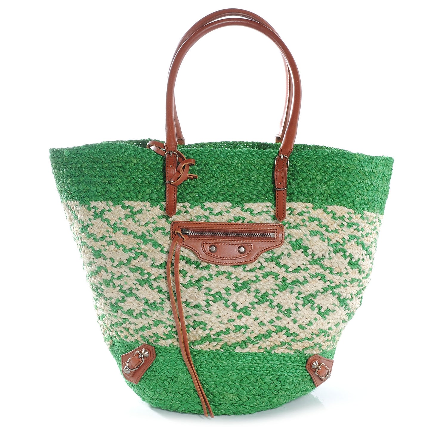 Panier Basket Tote Green Natural