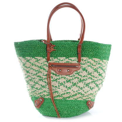 Balenciaga Panier Basket Tote Green Natural 1 of 7